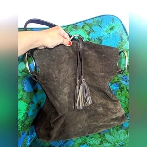 New without tags slouchy brown leather boho Alfani purse with magnetic closure